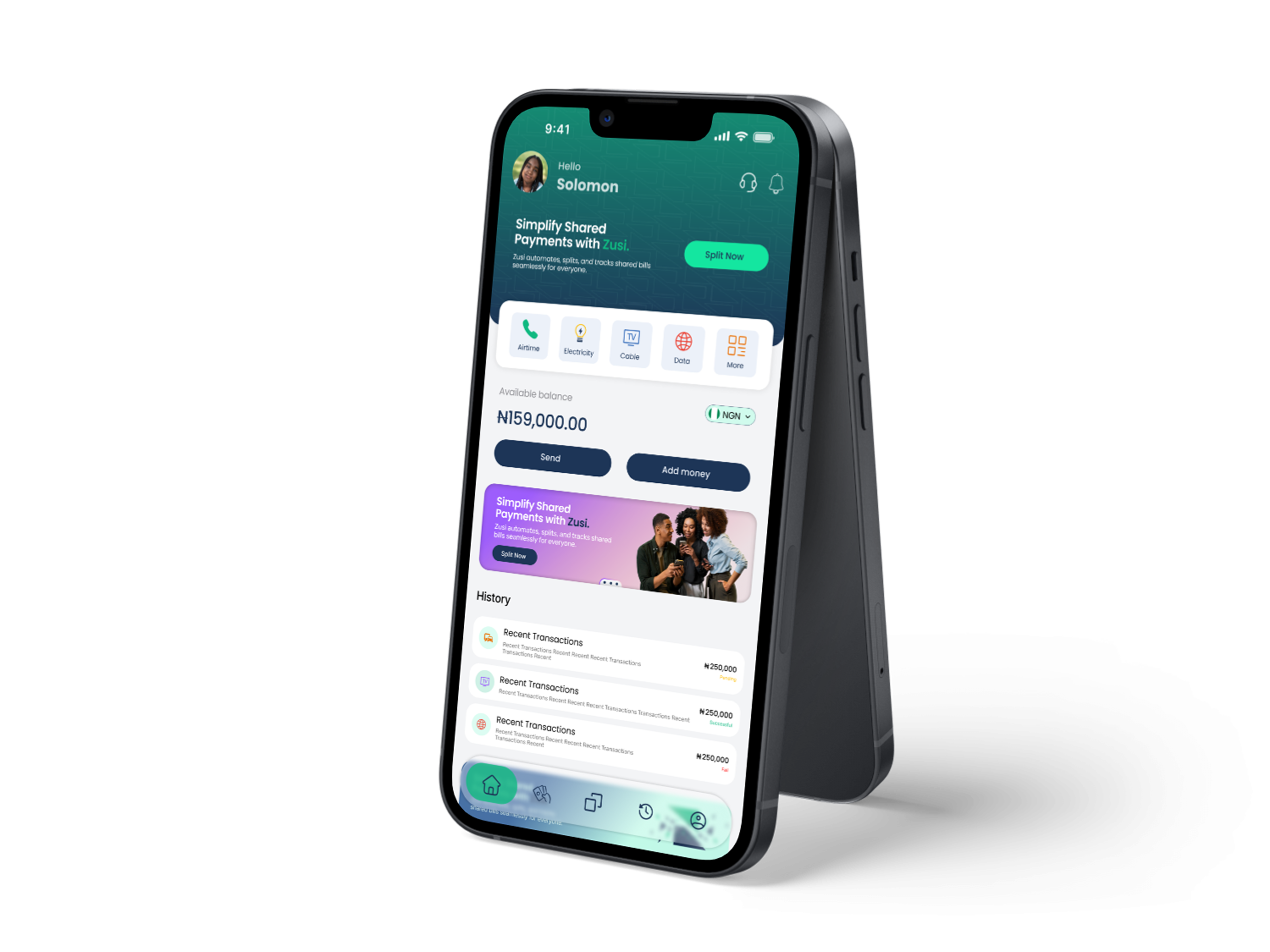 ZUSI Mobile App Dashboard